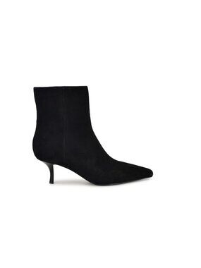 Nine West Hermena Heeled Suede Booties Black ( 8 )